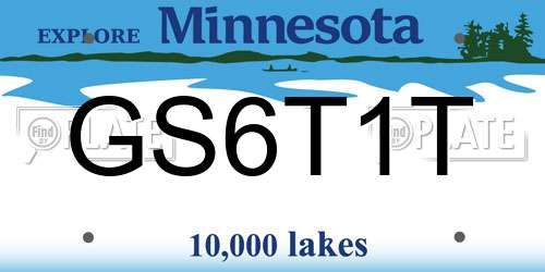 GS6T1T Minnesota License Plate