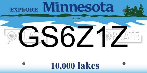 GS6Z1Z Minnesota License Plate