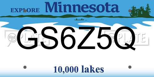 GS6Z5Q Minnesota License Plate