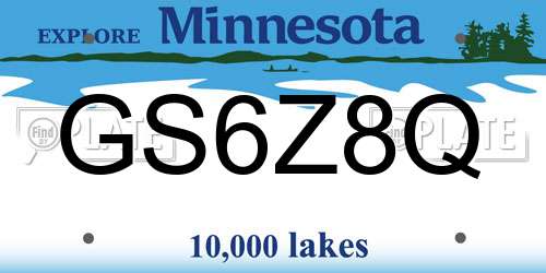 GS6Z8Q Minnesota License Plate