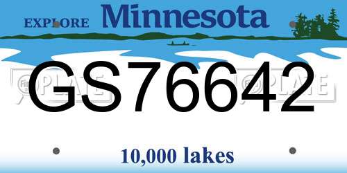 GS76642 Minnesota License Plate