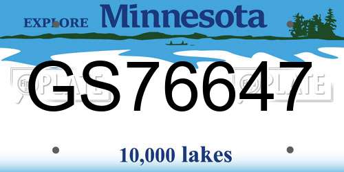 GS76647 Minnesota License Plate