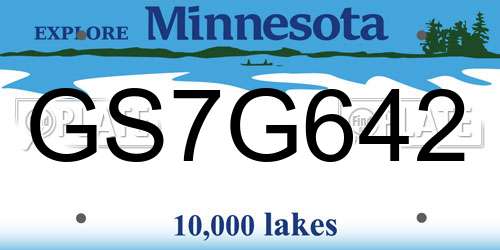 GS7G642 Minnesota License Plate