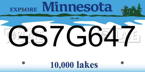 GS7G647 Minnesota License Plate