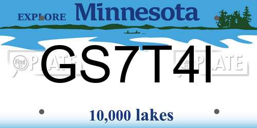 GS7T4I Minnesota License Plate