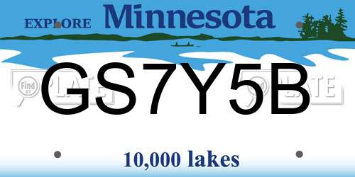 GS7Y5B Minnesota License Plate