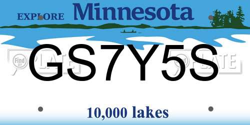 GS7Y5S Minnesota License Plate
