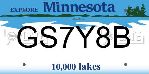 GS7Y8B Minnesota License Plate