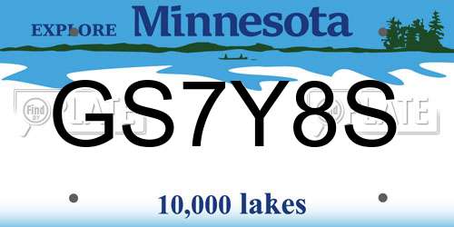 GS7Y8S Minnesota License Plate
