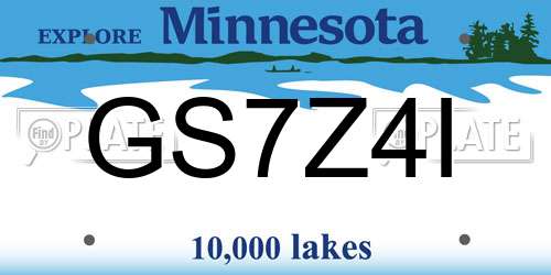 GS7Z4I Minnesota License Plate