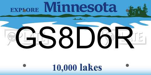 GS8D6R Minnesota License Plate