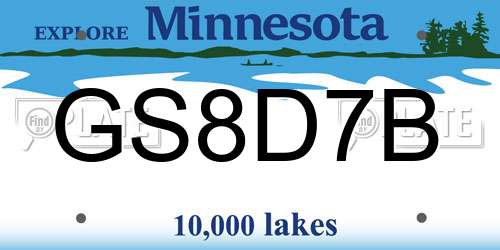 GS8D7B Minnesota License Plate