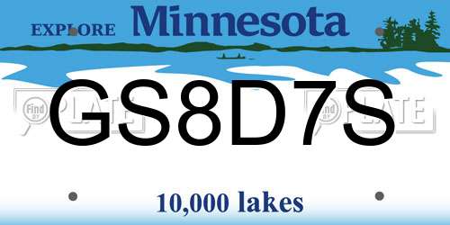 GS8D7S Minnesota License Plate