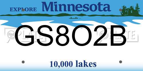 GS8O2B Minnesota License Plate