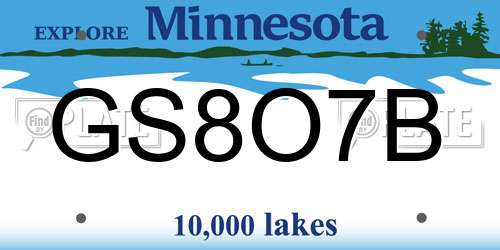 GS8O7B Minnesota License Plate