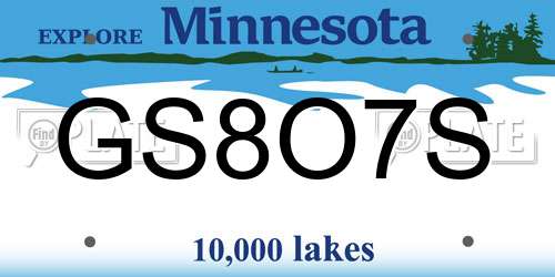 GS8O7S Minnesota License Plate
