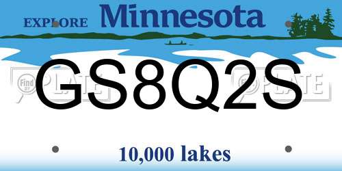 GS8Q2S Minnesota License Plate
