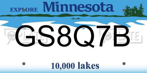 GS8Q7B Minnesota License Plate