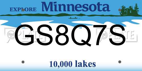 GS8Q7S Minnesota License Plate