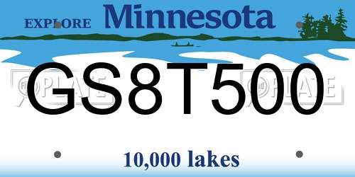 GS8T500 Minnesota License Plate