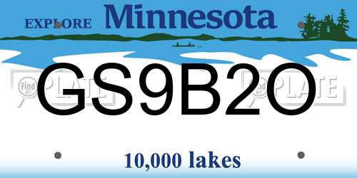 GS9B2O Minnesota License Plate
