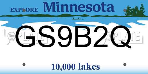GS9B2Q Minnesota License Plate