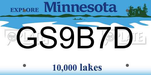 GS9B7D Minnesota License Plate