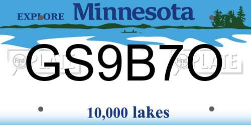 GS9B7O Minnesota License Plate