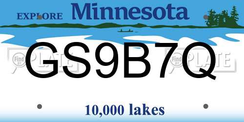 GS9B7Q Minnesota License Plate