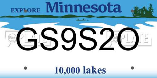 GS9S2O Minnesota License Plate