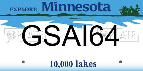 GSAI64 Minnesota License Plate