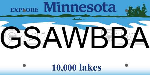 GSAWBBA Minnesota License Plate