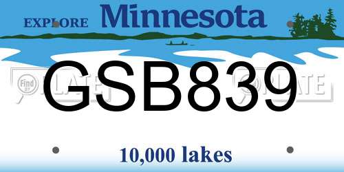 GSB839 Minnesota License Plate