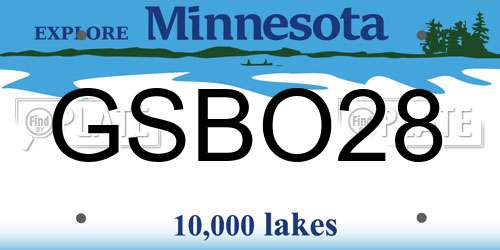 GSBO28 Minnesota License Plate