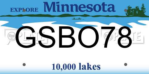GSBO78 Minnesota License Plate