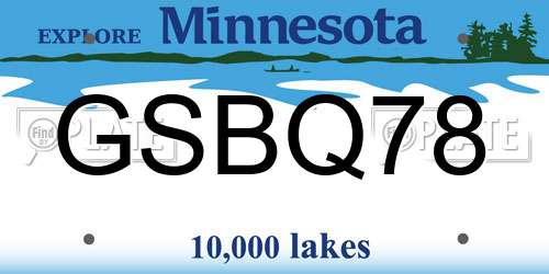 GSBQ78 Minnesota License Plate