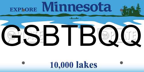 GSBTBQQ Minnesota License Plate
