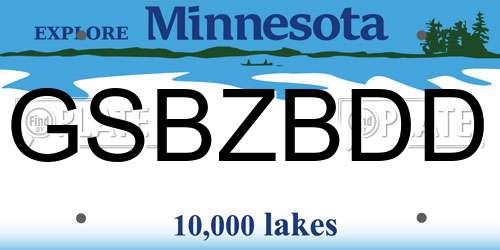 GSBZBDD Minnesota License Plate