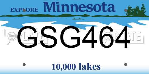 GSG464 Minnesota License Plate
