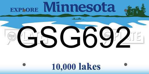 GSG692 Minnesota License Plate