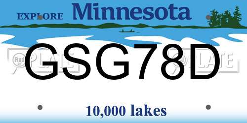 GSG78D Minnesota License Plate