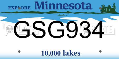 GSG934 Minnesota License Plate