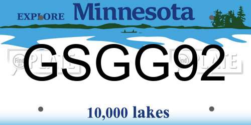 GSGG92 Minnesota License Plate