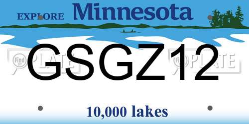 GSGZ12 Minnesota License Plate
