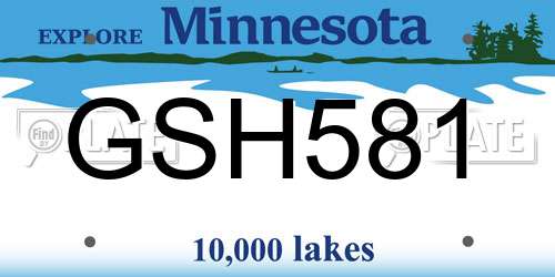 GSH581 Minnesota License Plate