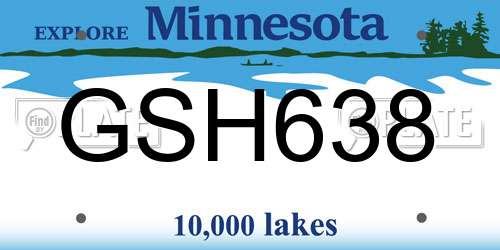GSH638 Minnesota License Plate