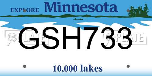 GSH733 Minnesota License Plate