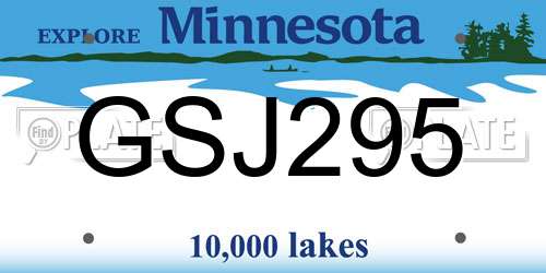 GSJ295 Minnesota License Plate