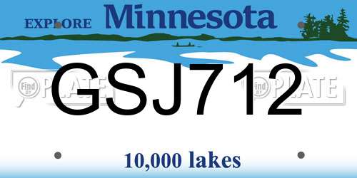 GSJ712 Minnesota License Plate