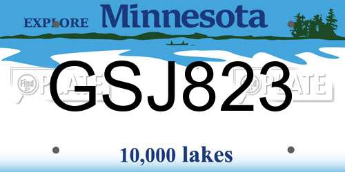 GSJ823 Minnesota License Plate